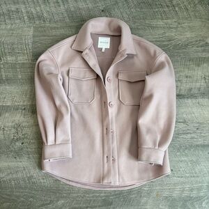 Avec Les Filles Womens Button Up Shacket Size S Dusty Pink Chore Barn Coat